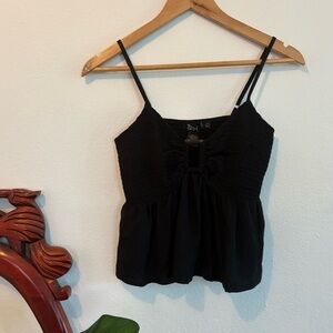 Miss Chievous Black Peplum Smocked Camisole Top